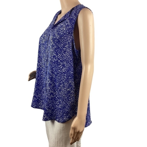 Pleione Top Size S Blue Sleeveless V-Neck Button Front - Picture 4 of 7